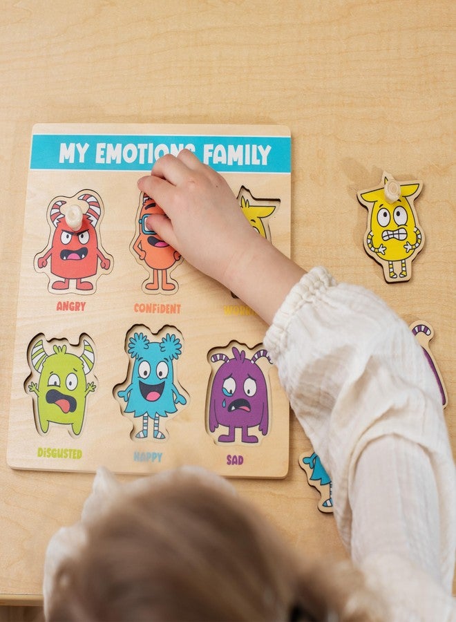 Open The Joy My Emotions Family Peg Puzzle - Emotional Recognition & Social Skills Puzzle for Kids | Montessori-Style Wooden Puzzle with 6 Emotion Pieces | Ages 4+ - Image 5